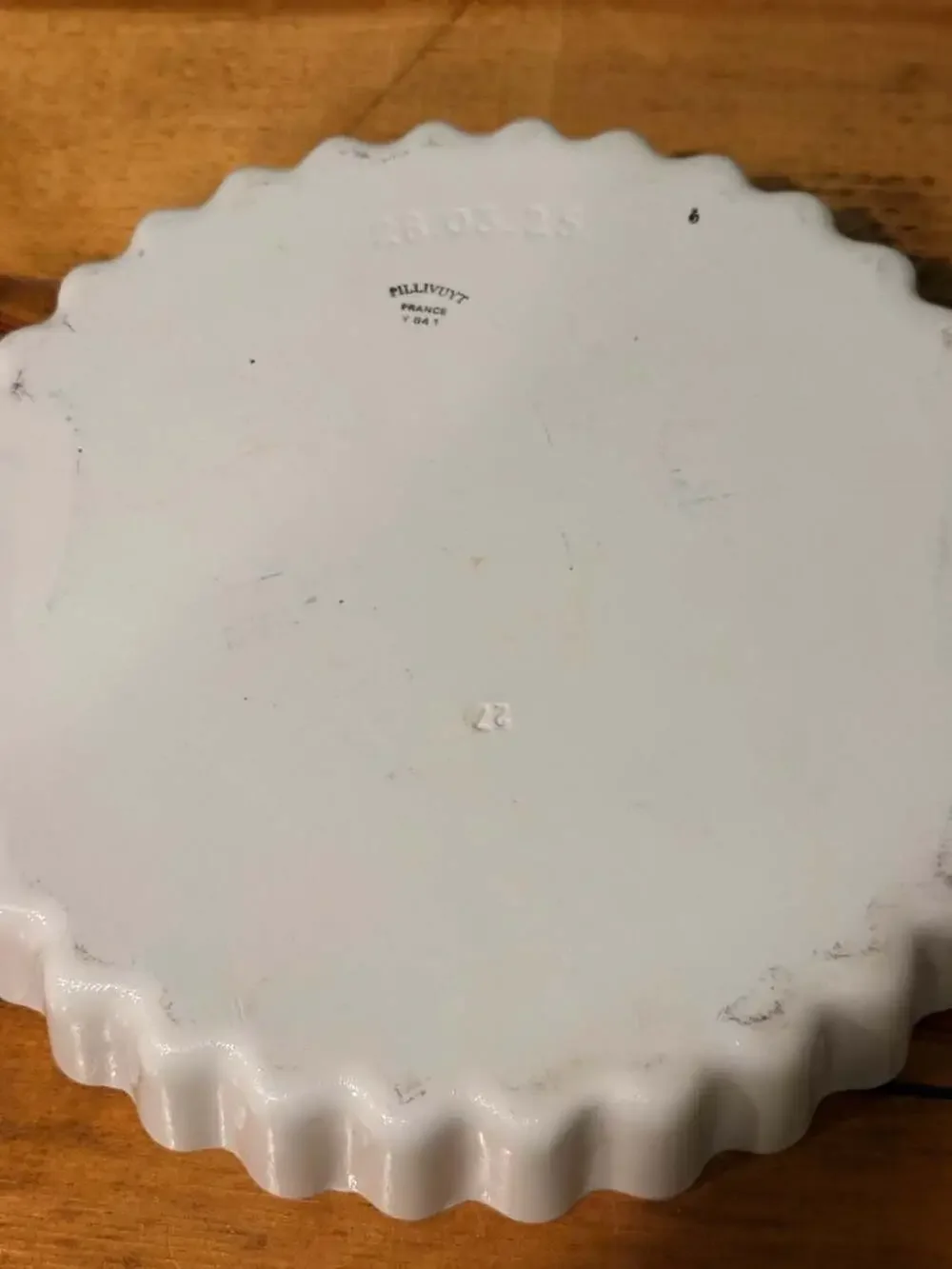Pillivuyt France Porcelain Pink Morning Glory Floral Fluted Tart Quiche Pie Dish